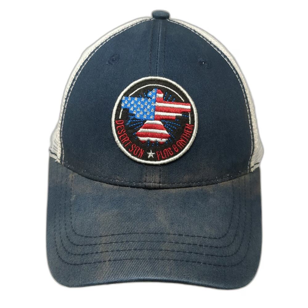 Flag & Anthem Trucker Hat Blue One Size Desert Son Thunderbird Patch Snapback